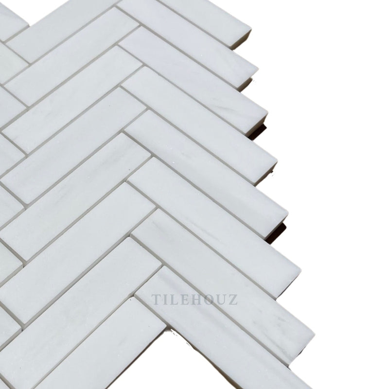 White Dolomite (Bianco Dolomiti) 1X4 Herringbone Mosaic Polished/honed
