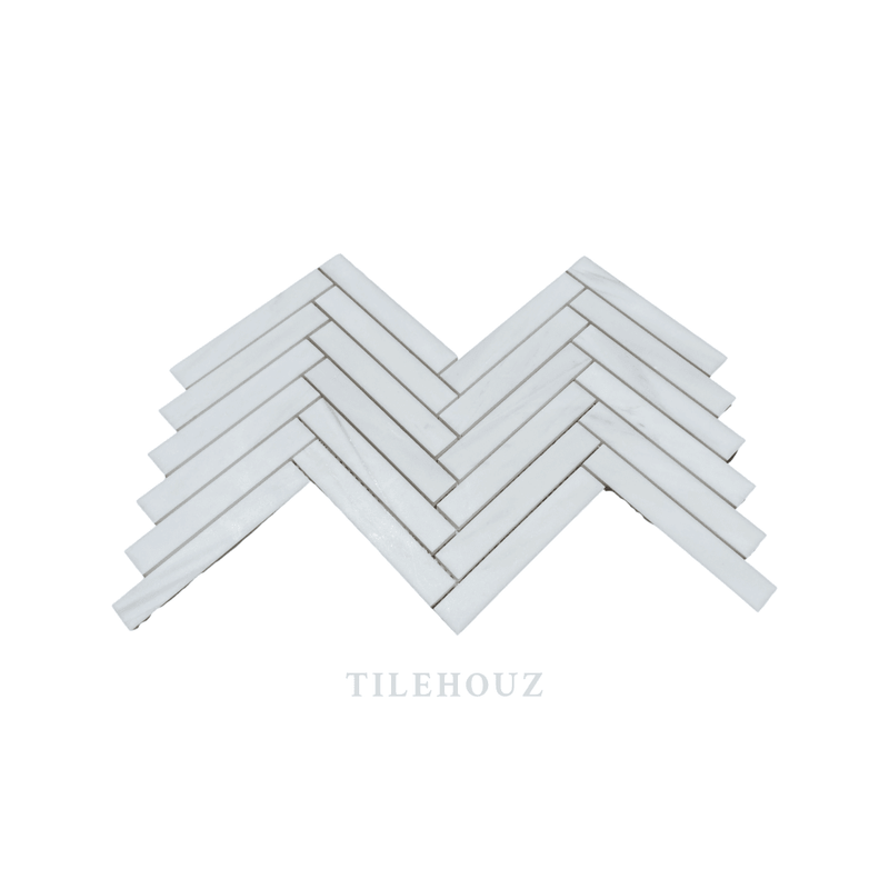 White Dolomite (Bianco Dolomiti) 1X6 Herringbone Mosaic Polished/honed