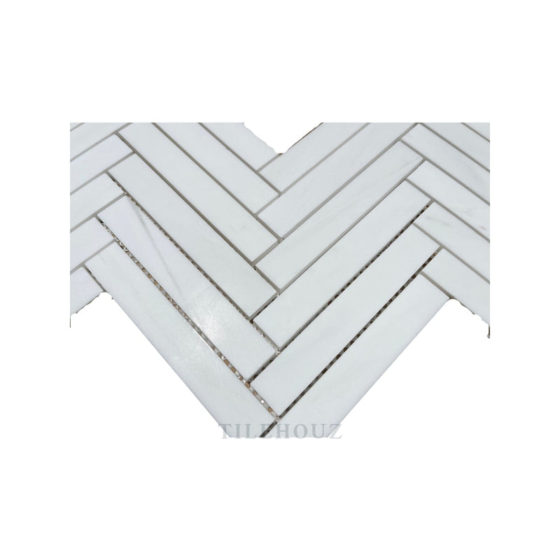 White Dolomite (Bianco Dolomiti) 1X6 Herringbone Mosaic Polished/honed