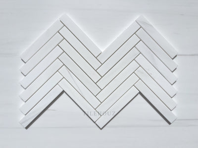 White Dolomite (Bianco Dolomiti) 1X6 Herringbone Mosaic Polished/honed