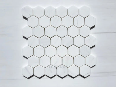 Bianco Dolomite 2 Hexagon Mosaic Polished/Honed (Premium) Marble