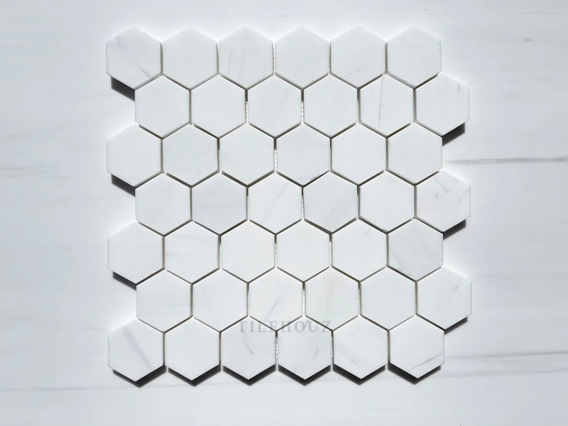 Bianco Dolomite 2 Hexagon Mosaic Polished/Honed (Premium) Marble