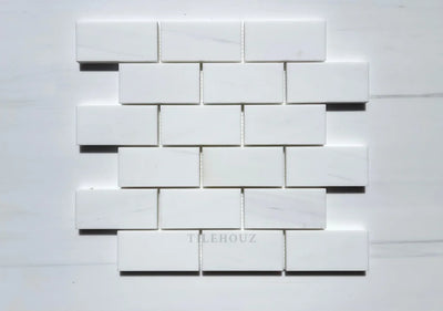 Bianco Dolomite 2X4 Brick Mosaic Polished/Honed (Premium) Marble