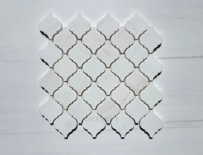 Bianco Dolomite 3 Arabesque/Lantern Mosaic Polished/Honed (Premium) Marble