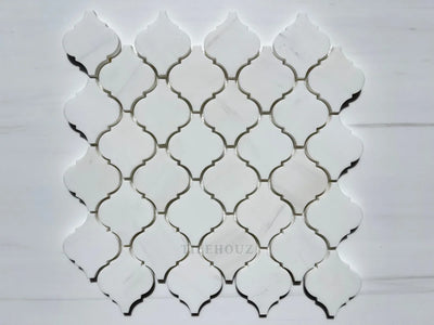 Bianco Dolomite 3 Arabesque/Lantern Mosaic Polished/Honed (Premium) Marble