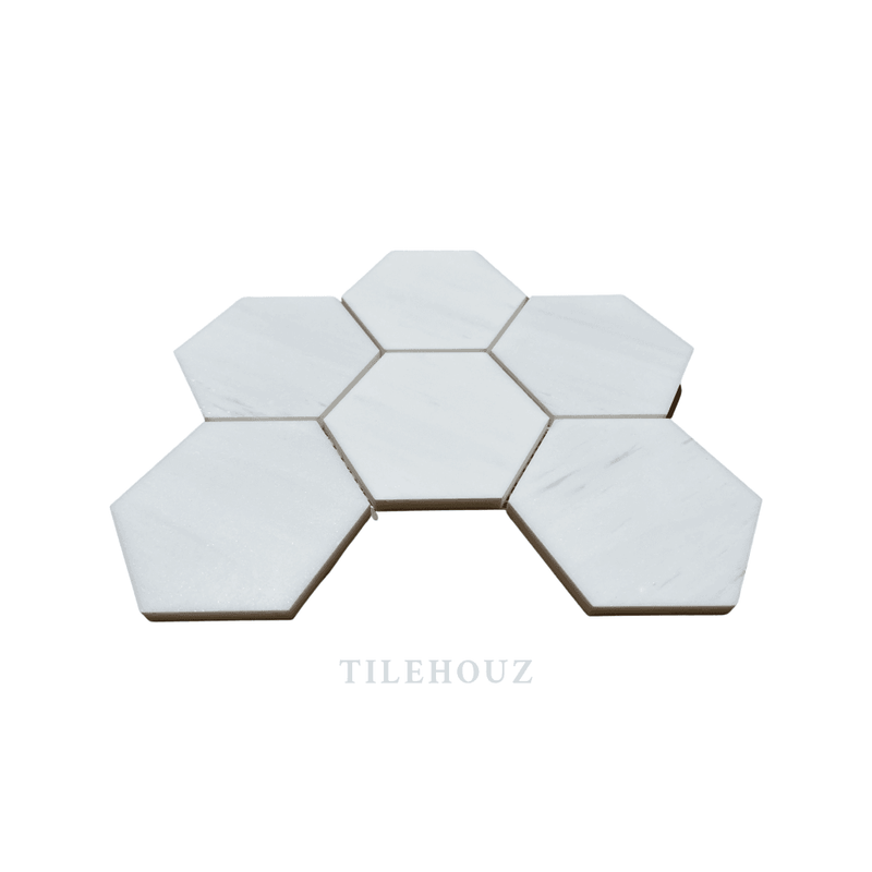 White Dolomite (Bianco Dolomiti) 4 Hexagon Mosaic Polished/honed