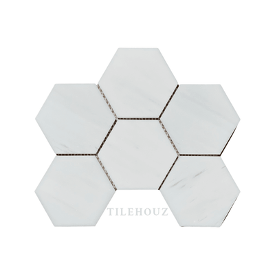White Dolomite (Bianco Dolomiti) 4 Hexagon Mosaic Polished/honed