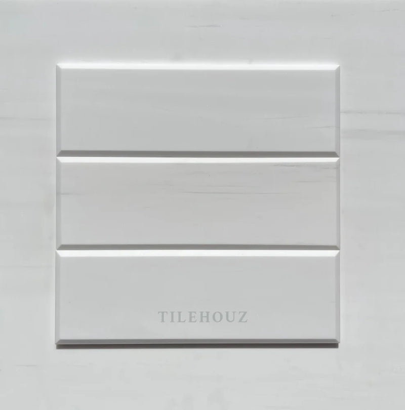 Bianco Dolomite 4X12 Deep Beveled Tile Polished/Honed (Premium) Marble