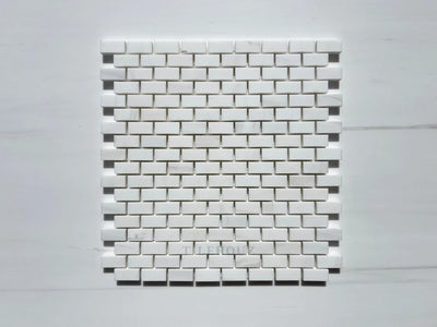 Bianco Dolomite 5/8X1 1/4 Mini Brick Mosaic Polished/Honed (Premium) Marble