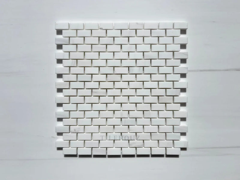 Bianco Dolomite 5/8X1 1/4 Mini Brick Mosaic Polished/Honed (Premium) Marble
