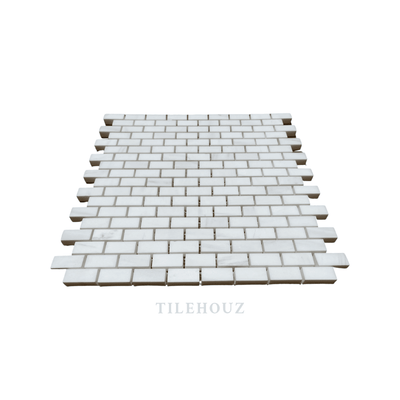 White Dolomite (Bianco Dolomiti) 5/8X1 1/4 Mini Brick Mosaic Polished/honed
