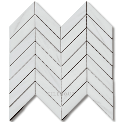 White Dolomite (Bianco Dolomiti) Large Chevron Mosaic Polished/honed