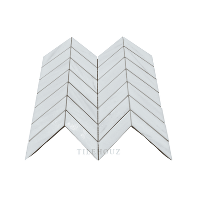 White Dolomite (Bianco Dolomiti) Large Chevron Mosaic Polished/honed