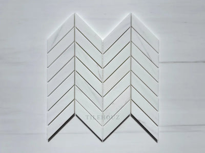 Bianco Dolomite Large Chevron Mosaic Polished/Honed (Premium) Marble