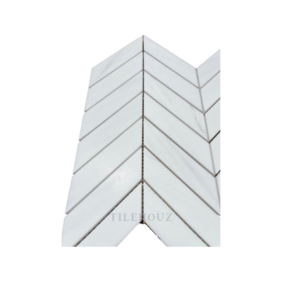 White Dolomite (Bianco Dolomiti) Large Chevron Mosaic Polished/honed