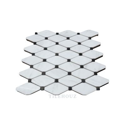 White Dolomite (Bianco Dolomiti) Octave Mosaic W/black Dots Polished/honed