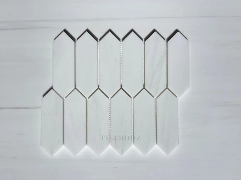 Bianco Dolomite Picket Mosaic Polished/Honed (Premium) Marble