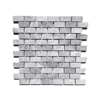 Bianco Grigio Dolomite 1X2 Leathered Mosaic