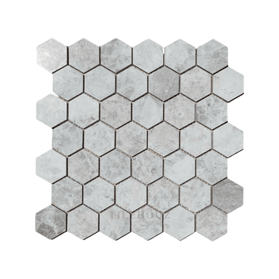 Bianco Grigio Dolomite 2 Hexagon Leathered Mosaic
