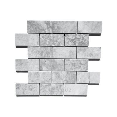 Bianco Grigio Dolomite 2X4 Leathered Mosaic