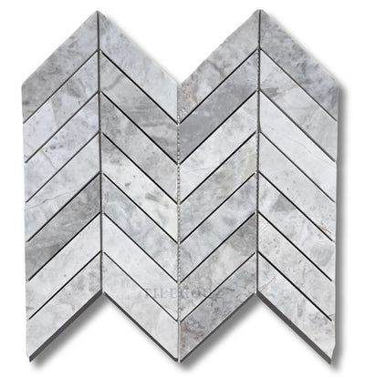 Bianco Grigio Dolomite Leathered 1X4 Chevron Mosaic Wall & Ceiling Tile