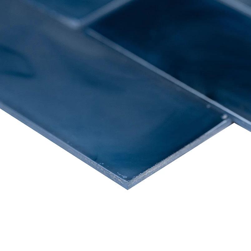 Blue Storm 2x6 Glass Subway Tile by Tilehouz, pearl-like blue glass wall &amp; ceiling tile
