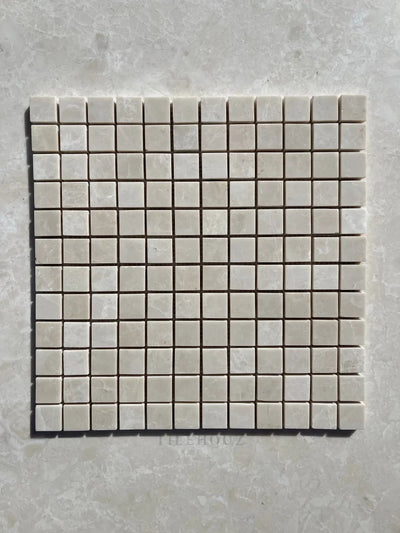 Botticino Beige Marble 1X1 Square Mosaic Polished