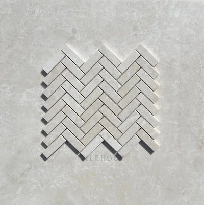 Botticino Beige Marble 1X3 Herringbone Mosaic Polished