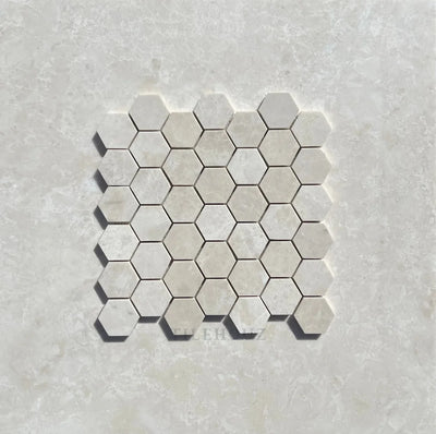 Botticino Beige Marble 2 Hexagon Mosaic Polished