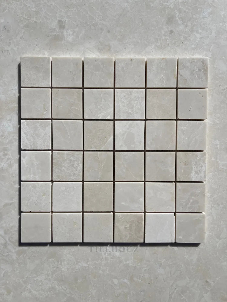 Botticino Beige Marble 2X2 Square Mosaic Polished