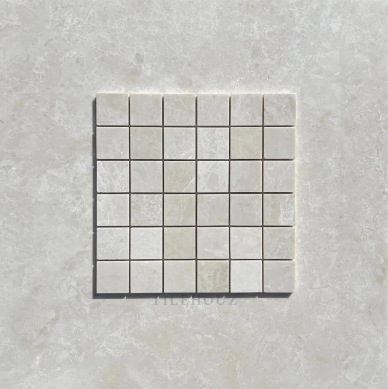 Botticino Beige Marble 2X2 Square Mosaic Polished