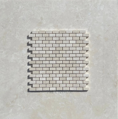 Botticino Beige Marble 5/8X1 1/4 Mini Brick Mosaic Polished