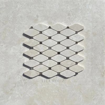 Botticino Beige Marble Octave Mosaic W/Emperador Dark Dots Polished