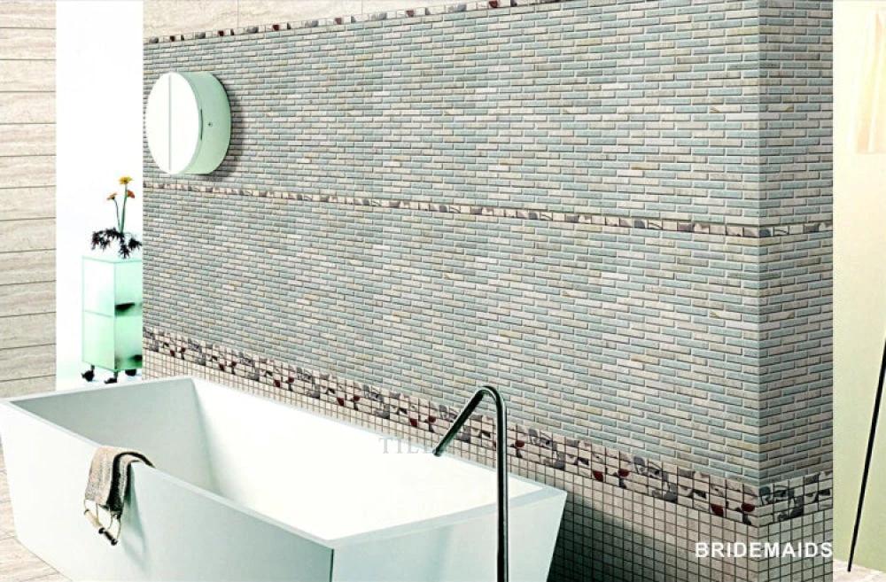 Bridesmaids crackle glass mosaic tile, 11.75 x 12 inches, light grey stone look by Tilehouz