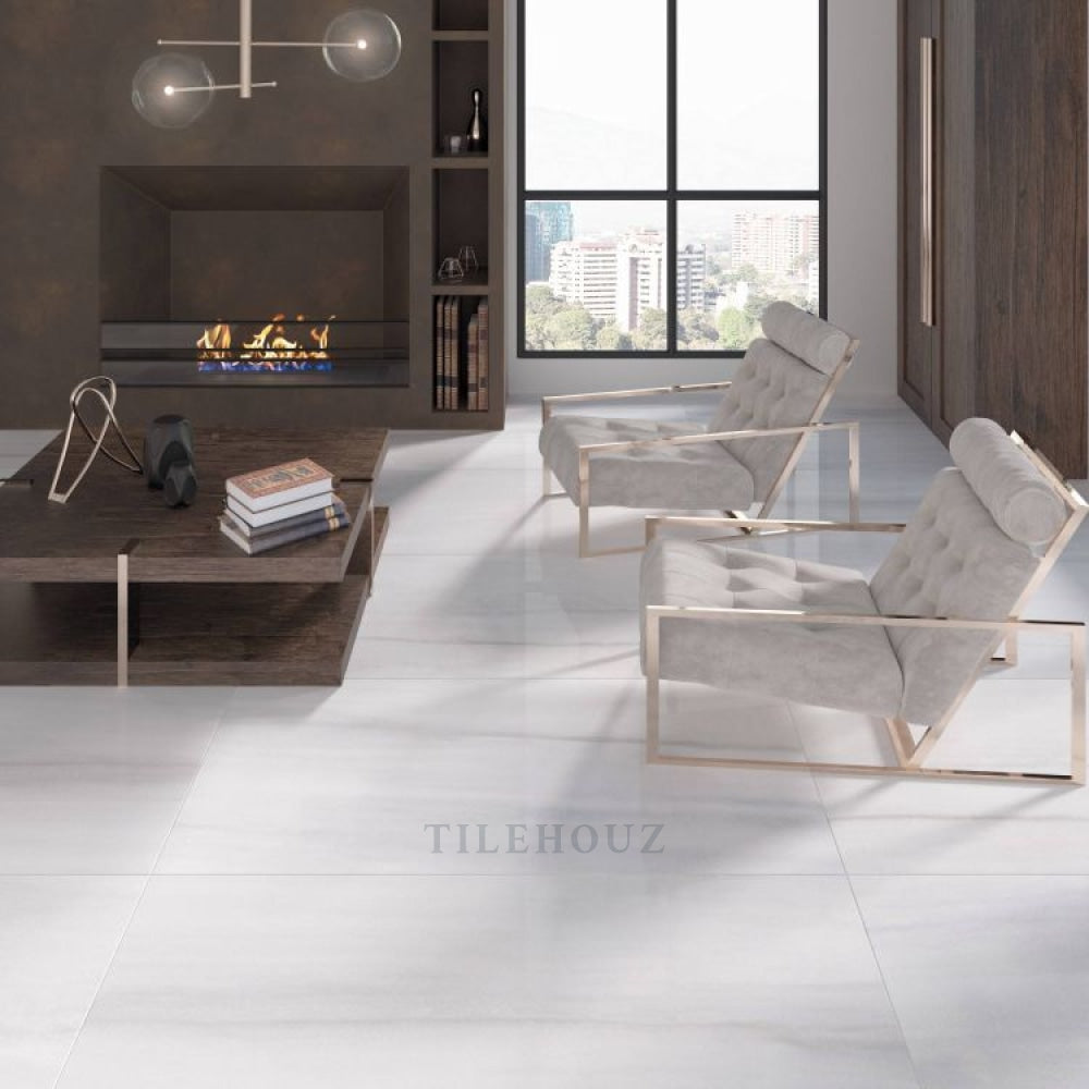 Bruce polished porcelain floor tile, 24 x 48, light gray, Tilehouz brand visible