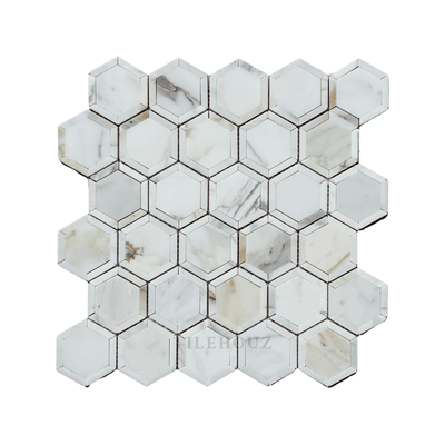 Calacatta Gold Marble Vortex Mosaic W/calacatta Strips Polished/honed