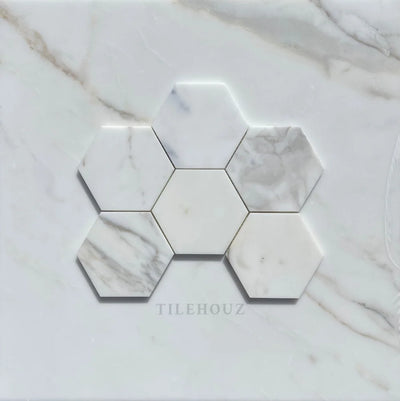 Calacatta Gold Marble 5 Hexagon Mosaic Polished/Honed