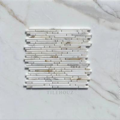 Calacatta Gold Marble Bamboo Sticks Mosaic Tile Polished&Honed