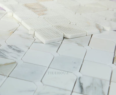 Calacatta Gold Marble Clipped Square Mosaic 11.75 X