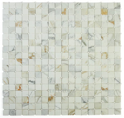 Calacatta Gold Marble Clipped Square Mosaic 11.75 X