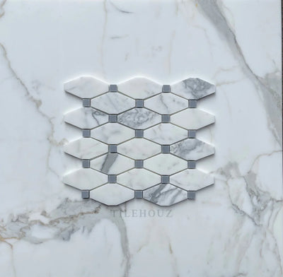 Calacatta Gold Marble Octave Mosaic W/Bardiglio-Gray Dots Polished/Honed
