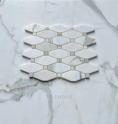 Calacatta Gold Marble Octave Mosaic W/Calacatta Dots Polished/Honed