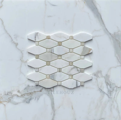 Calacatta Gold Marble Octave Mosaic W/Calacatta Dots Polished/Honed