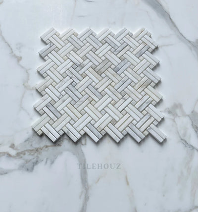 Calacatta Gold Stanza Mosaic W/ Dots Polished/Honed Wall & Ceiling Tile