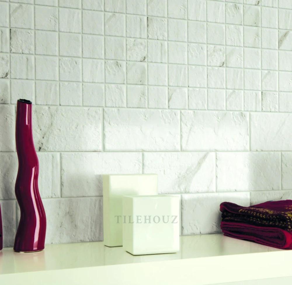 CanalGrande Stone 4 x 8 porcelain wall tile, white stone-look by Tilehouz