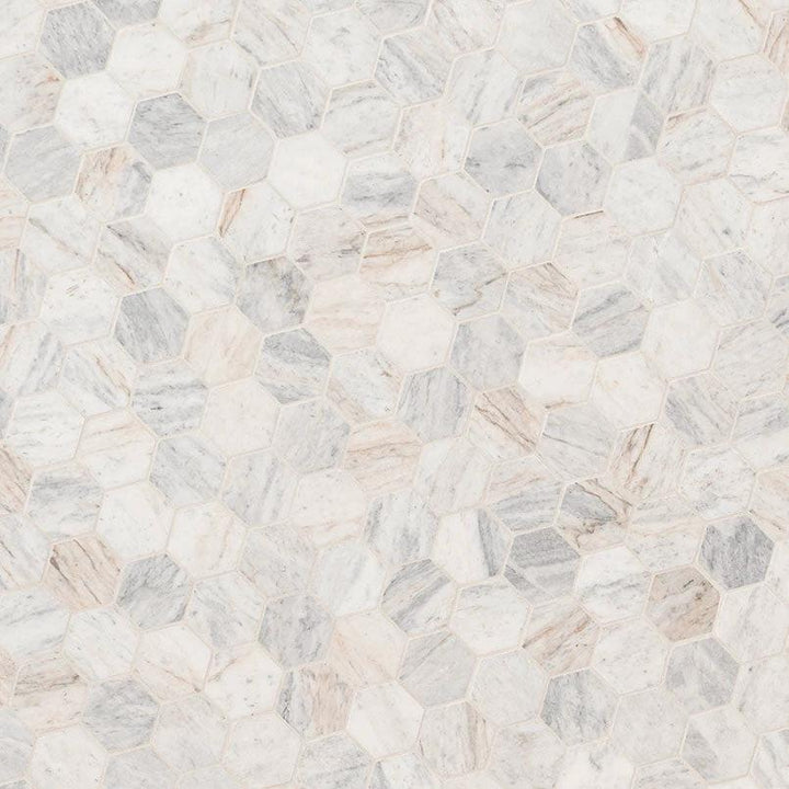 Capri Blue Marble 2-in hexagon mosaic marble wall tile Tilehouz
