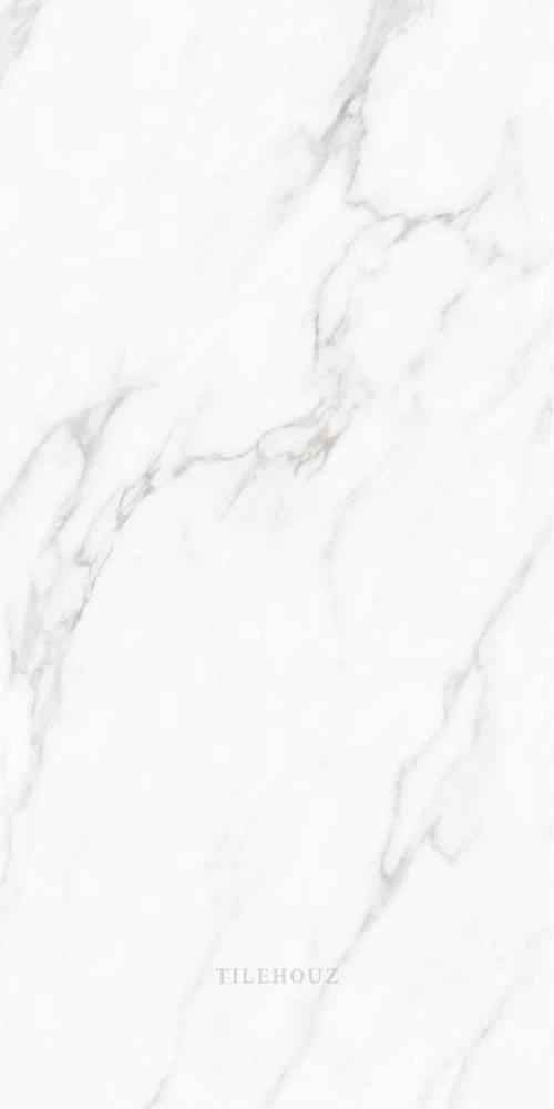 Carenza Bianca polished porcelain tile, 24x48, white marble-look with gray veining, Tilehouz