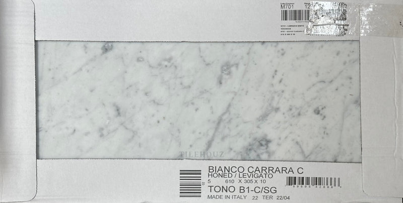Carrara White Marble 12X24 Tile Polished&Honed