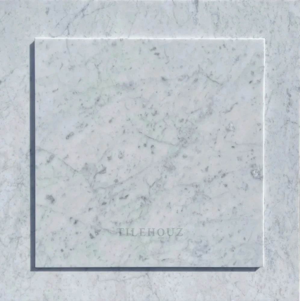Carrara white marble tile 18x18 inches, polished and honed finish, Tilehouz brand