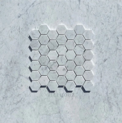 Carrara White Marble 2 Hexagon Mosaic Tile Polished&Honed